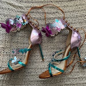 Sophia Webster ‘Harmony’ Metallic Leather Butterfly Heels
